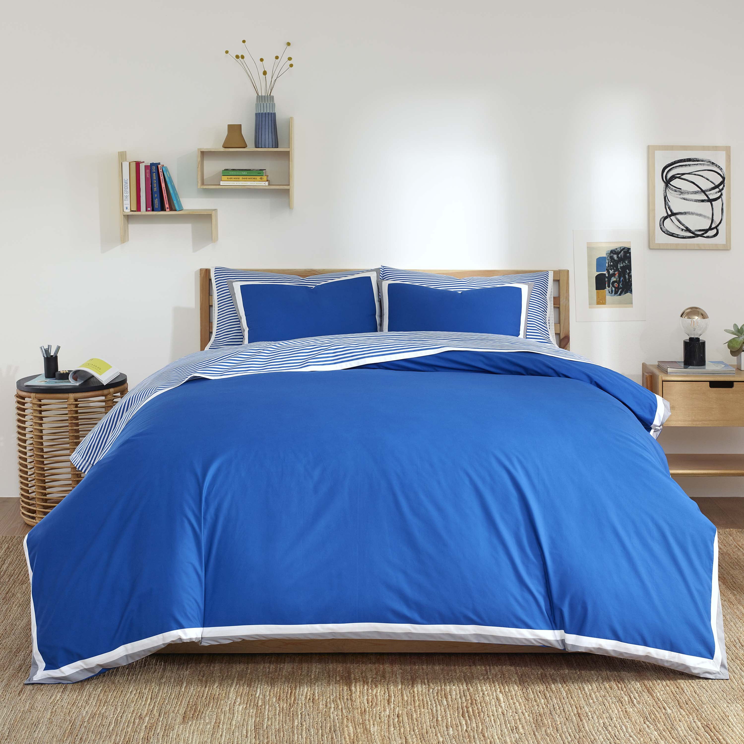 Martex Clean AF Cotton Comforter Set with SILVERbac Antimicrobial Technology, Blue, Full/Queen