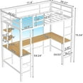thumbnail image 6 of Twin Size Metal Loft Bed Frame with U shaped Desk&Charging Station&LED Lights, Twin Loft Bed Frame with Storage Shelves, Safety Guard & Ladder, White, 6 of 9