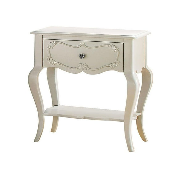 Beautiful Wood Nightstand By Edalene Pearl White - Saltoro Sherpi