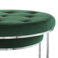 thumbnail image 4 of Alrik Green/Chrome Velvet Ottoman - Nesting, Stainless Steel Polished Base, Button Tufted, 4 of 10