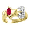 thumbnail image 1 of Diamond & Ruby Unique 14K Yellow Gold Belt Ring Unique, 1 of 1