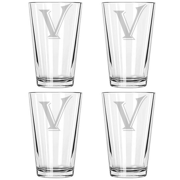 16OZ MONOGRAM BEER GLASS V SET OF 4