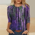 thumbnail image 2 of Idoravan Women's Printed 3/4 Sleeve Blouse - Round Neck Casual Top, 2 of 5