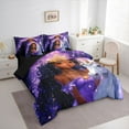 thumbnail image 3 of Castle Fairy Dreamy Black Girl Princess Bedding Comforter Set 7 Pieces for Children Teens,Bling Purple Stars Print Full Bedding Set Lightweight,Magical Unicorn Fitted Sheet Flat Sheet, 3 of 8
