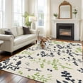 thumbnail image 2 of Grey Green Botanical Area Rugs 6'x9', Small Throw Rugs for Kitchen Dining room, Rustic Country Spring Floral Summer Leaf Indoor Outdoor Rug Non-Slip Low Pile Carpet Runner Reversible Floor Mats, 2 of 8