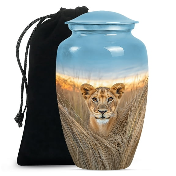 Lion Urn, large Urn for Ashes Adult male, Urns for Human Ashes Adult man, Urns for babies Ashes, Urn for Ashes for Women, funeral Urns for Ashes(Size - 10inch)