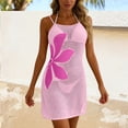 thumbnail image 5 of NSLGXD Women's Swimsuit Cover Ups Crochet Hollow Out Floral Print Beach Dress Spaghetti Strap Sleeveless Bikini Cover Ups Dresses Pink Cover Ups,Size S-2XL, 5 of 10