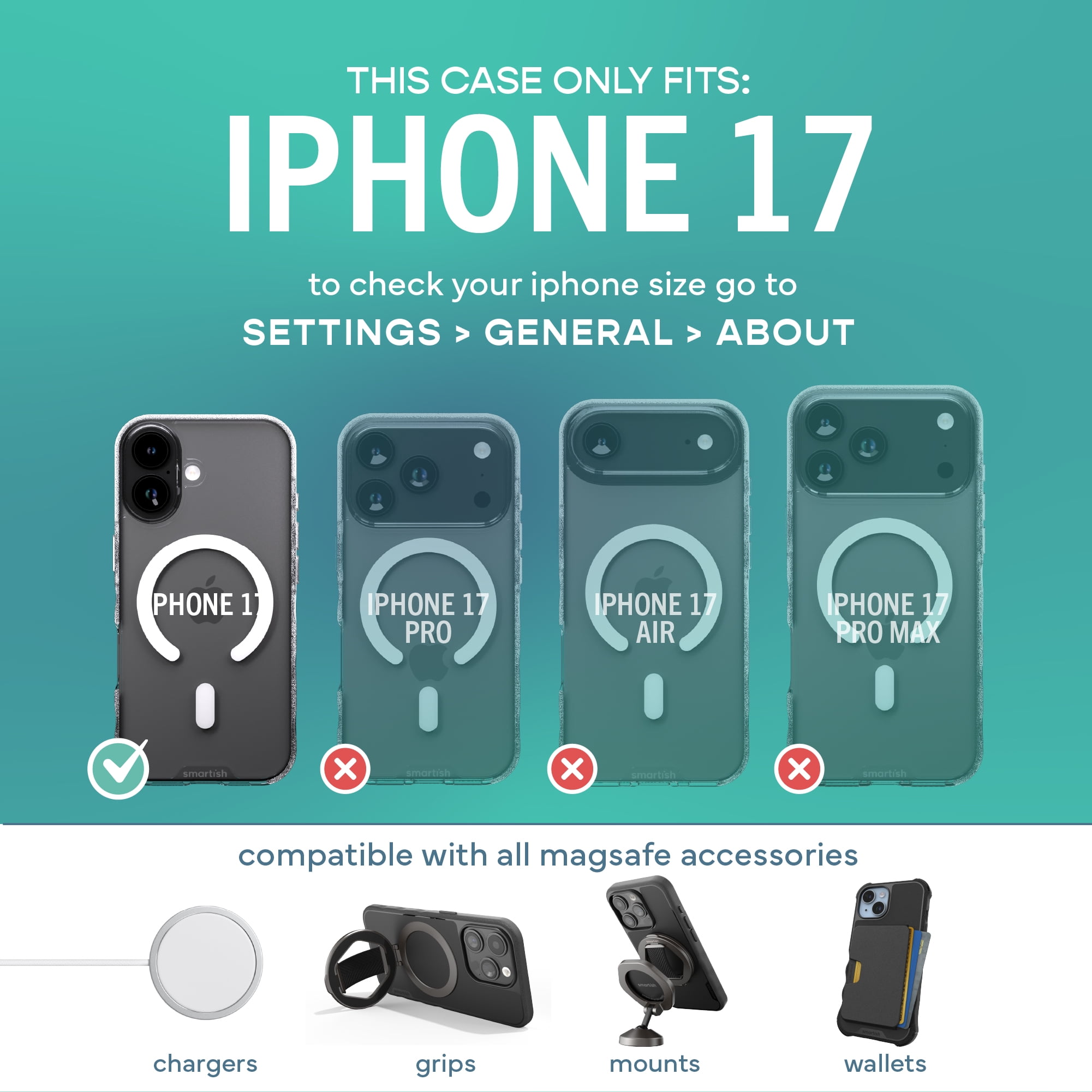 Smartish® iPhone 17 MagSafe Clear Case - Gripmunk Magnetic Slim Case [Lightweight + Protective] Anti-Yellowing Thin Grip Clear Cover for Apple iPhone 17 - Clearly Clear
