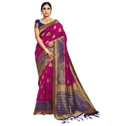 Sarees for Women Banarasi Art Silk Woven Saree l Indian Ethnic Wedding Gift Sari with Unstitched Blouse