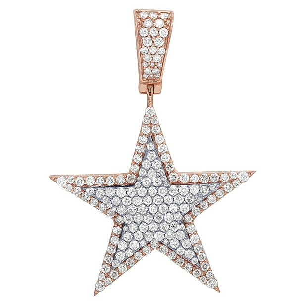 Jewelry Unlimited Mens Real Diamond Super Star Pendant 10k 2 Tone Rose Gold Charm 1 Ct Com - Gold Rose Pendant Mens