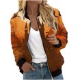 thumbnail image 2 of WXLWZYWL Women's Bomber Jacket Lightweight Full Zip Up Jacket Cropped Floral Coat Jacket Retro Moto Windbreaker Outwears Halloween Custume, 2 of 5