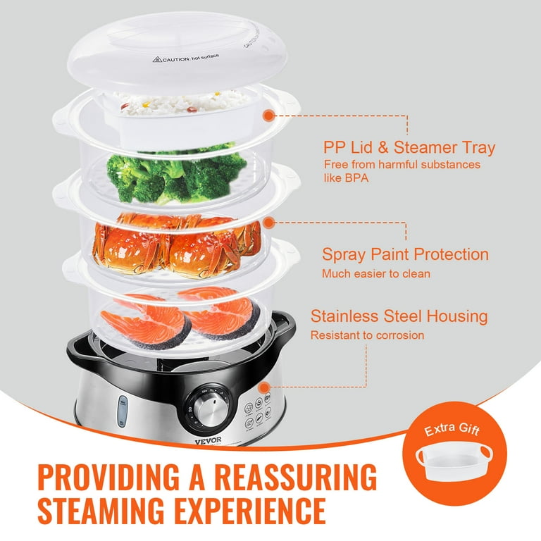 High quality Food Steamer 3 Tier Electric Vegetable Steamer With Timer Multifunctional Digita