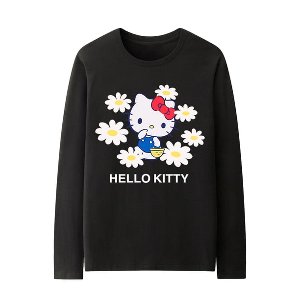 Camiseta de algodón de manga larga para mujer, ropa holgada, dulce