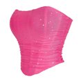 thumbnail image 2 of Luxalzxs Womens Mesh Sparkly Rhinestones Boned Overbust Corsets Bustiers Waist Cincher Strapless Bandeau Tube Crop Tops, 2 of 5