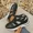 Black, variant on Women's Thin Cutout PU Platform Shoes, Black Hollow Out Hidden Heel Thick Sole Summer Height Boost Sandals