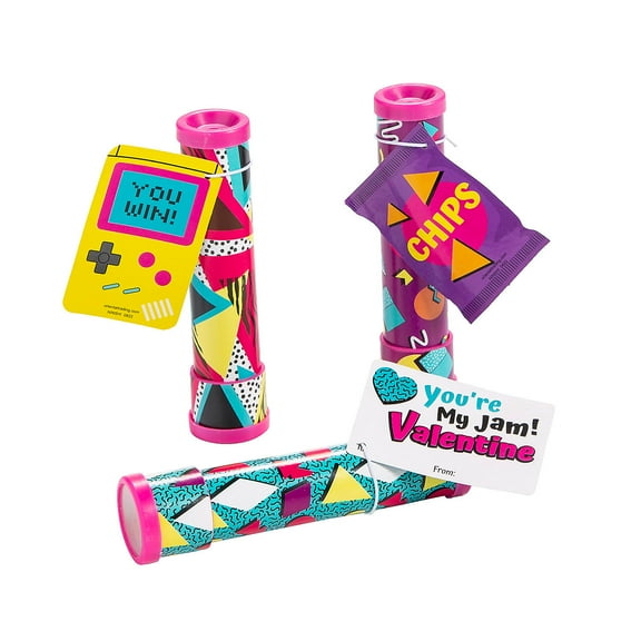 90s Print Kaleidoscope Valentine Exchanges with Card for 12