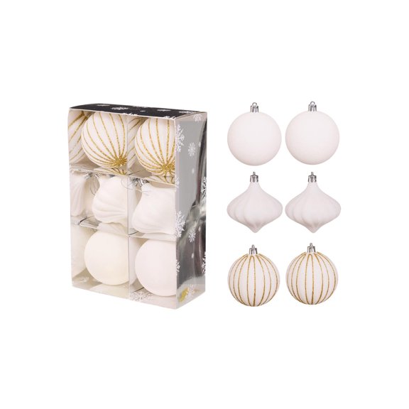 Velvet Ornaments for Christmas Tree,Festiva Christmas Tree Ornaments Velvet Balls,Shatterproof Christmas Tree Ornaments Velvet Balls, for Xmas Wedding Party(White C 6pcs 3in)