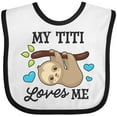 thumbnail image 3 of Inktastic My Titi Loves Me with Sloth and Hearts Boys or Girls Baby Bib, 3 of 4