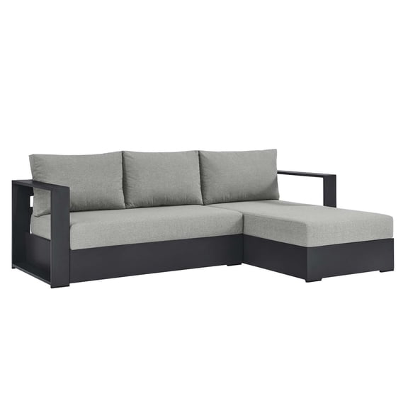 Modular Lounge Sectional Sofa Set, Grey Gray, Aluminum Metal, Outdoor Patio Balcony Cafe Bistro Garden Hospitality Restaurant, Modern Contemporary HB36631