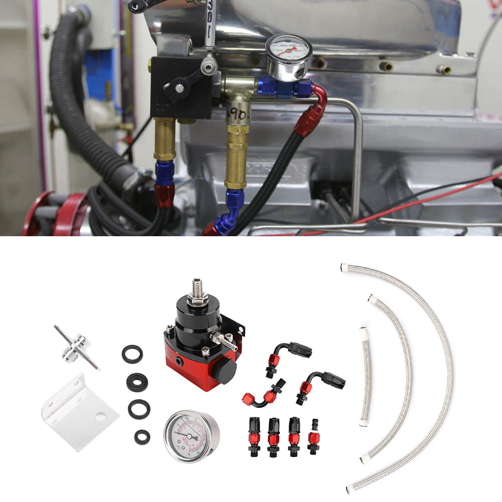 Fuel Pressure Regulator Oil Gauge Fuel Regulator Universal Car Black