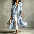 thumbnail image 6 of Bxsruta Womens Maxi Shirt Dress Long Sleeve Button Down Casual Casual Vacation Beachwear, 6 of 8