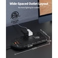 thumbnail image 3 of DEPOW Regleta, 24 tomas de CA (1875W/15A) con 6 USB (2 puertos USB-C), certificación ETL, protector contra sobretensiones (3400 julios), cable de extensión de enchufe plano resistente de 8 pies, monta, 3 of 5