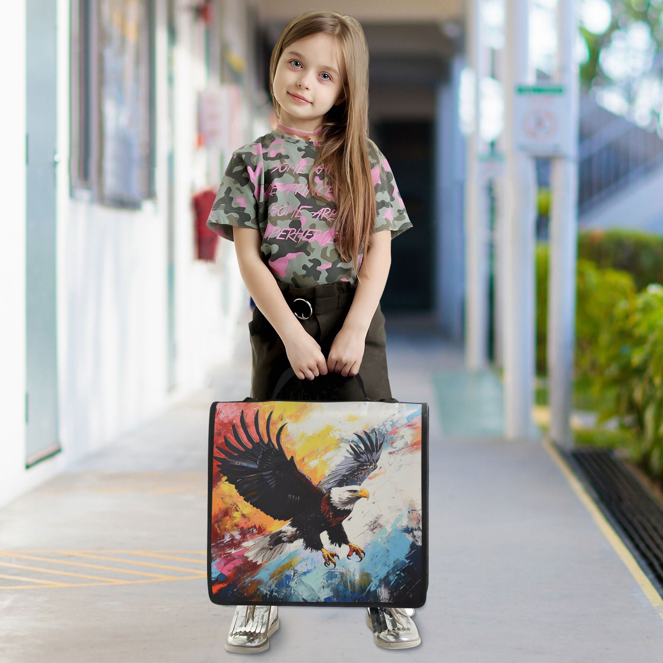 YAZAOO Zipper Binder trapper keeper Documents Organized Design Eagles in Flight Printed