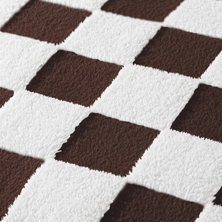 Exclusivo Mezcla Twin Checkered Fleece Blanket, Coffee photo 4