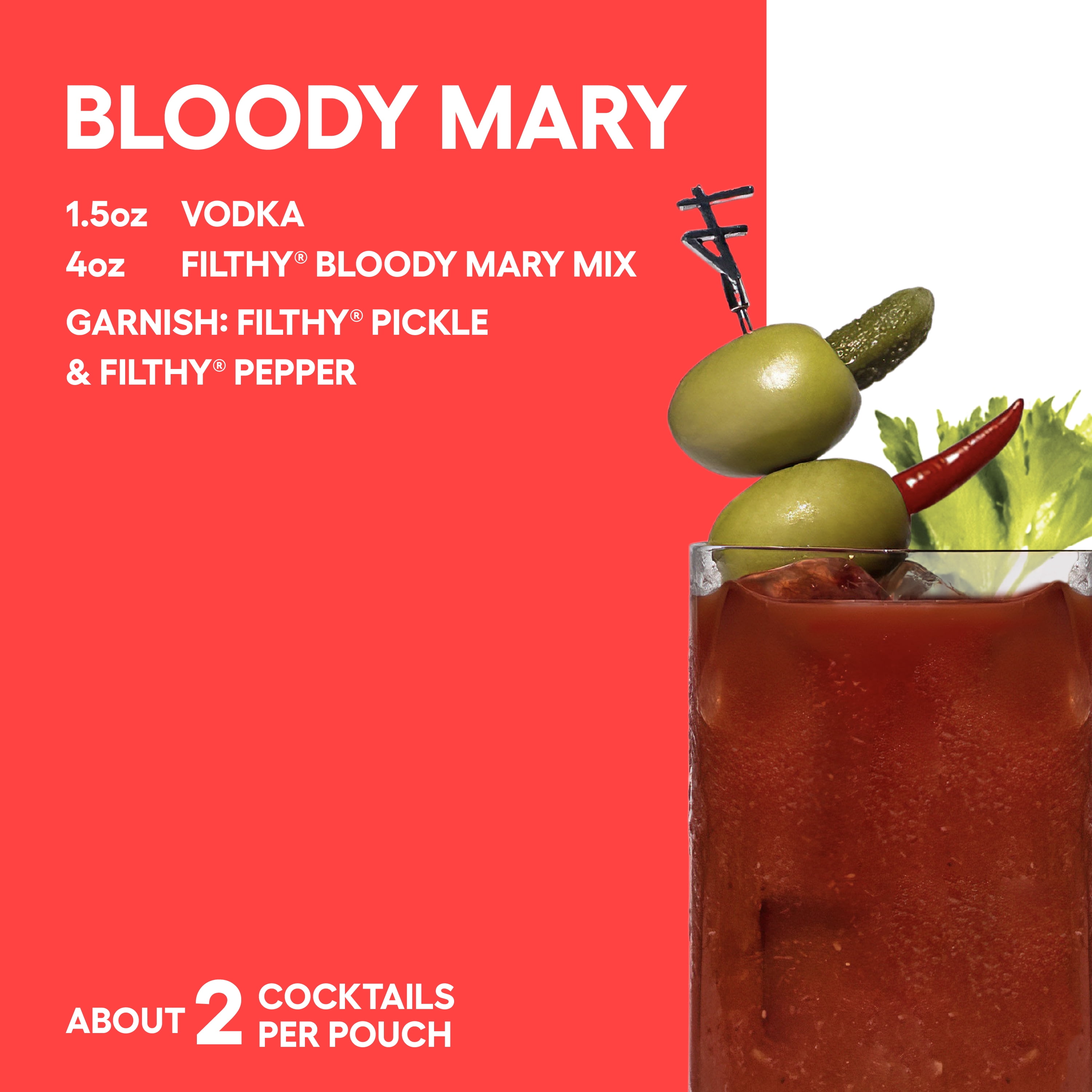 Filthy Bloody Mary Mix Premium Cocktail Mixer 32 fl oz Pouch (1-Pack)