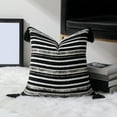thumbnail image 4 of Rope Textured Bohemian Throw Pillow Cover ,18x18" Decorative Tassel Woven Cushion Case for Sofa & Bed, Cotton, Black/Khaki/White, 4 of 6