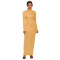 thumbnail image 1 of Plus Size Party Solid Color Women Long Sleeve Turtleneck Bodycon Maxi Dress, 1 of 8