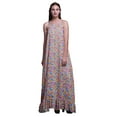 thumbnail image 1 of Bimba Gris Pâle2 Plume Coloré Vêtement de Nuit pour Femmes Nuisette Imprimée Robe Maxi à Bretelles Spaghetti Vêtement de Nuit XX-Grand, 1 of 5