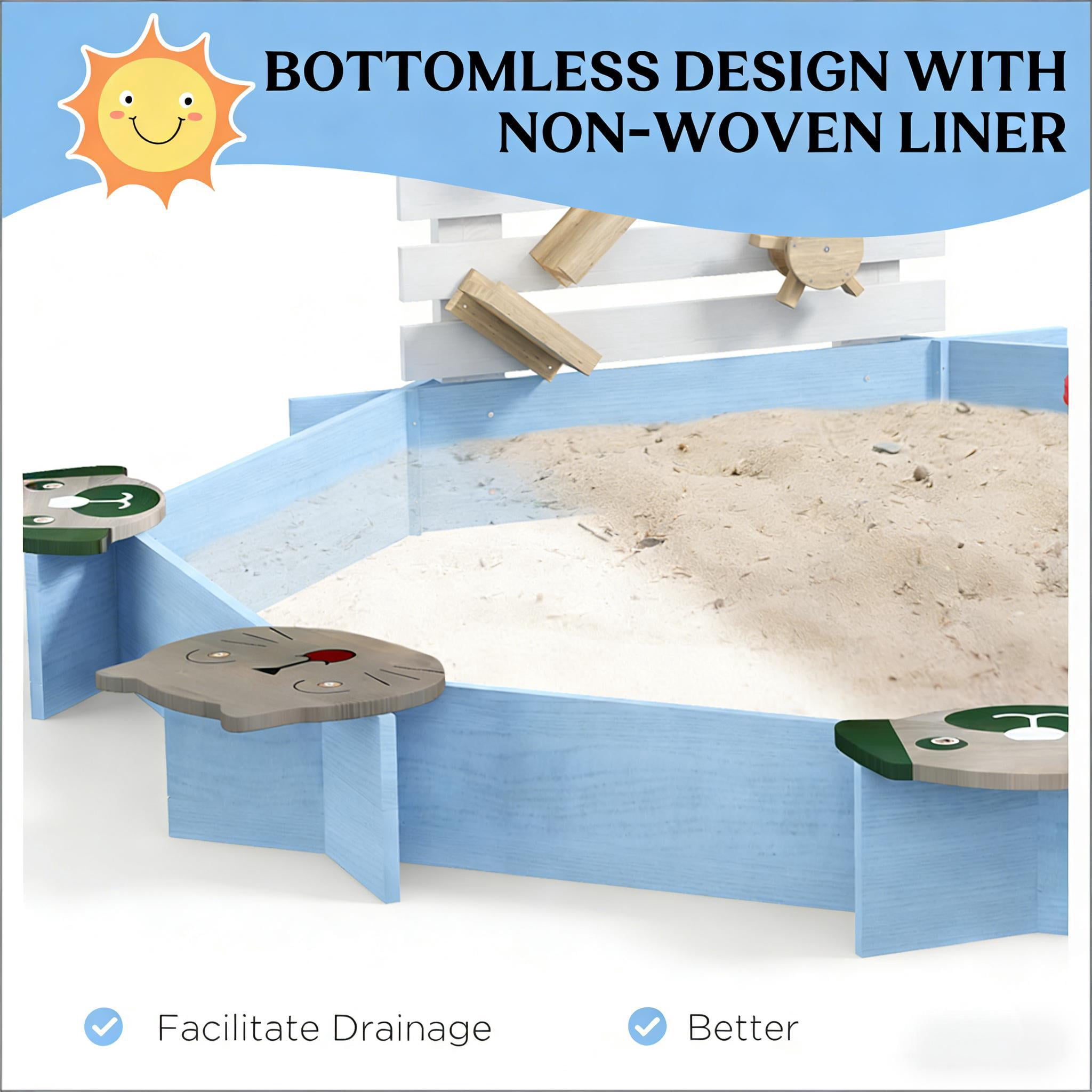 Toddler Kid Wooden Sandbox