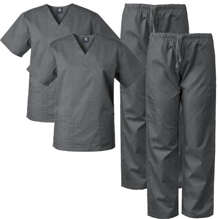 

2-PACK Medgear Scrubs for Men and Women Scrubs Set Medical Uniform Scrubs Top and Pants