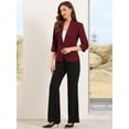 thumbnail image 4 of DARING DIVA Women's 3/4 Sleeve Shawl Lapel Work Blazer with Pockets S Burgundy, 4 of 6