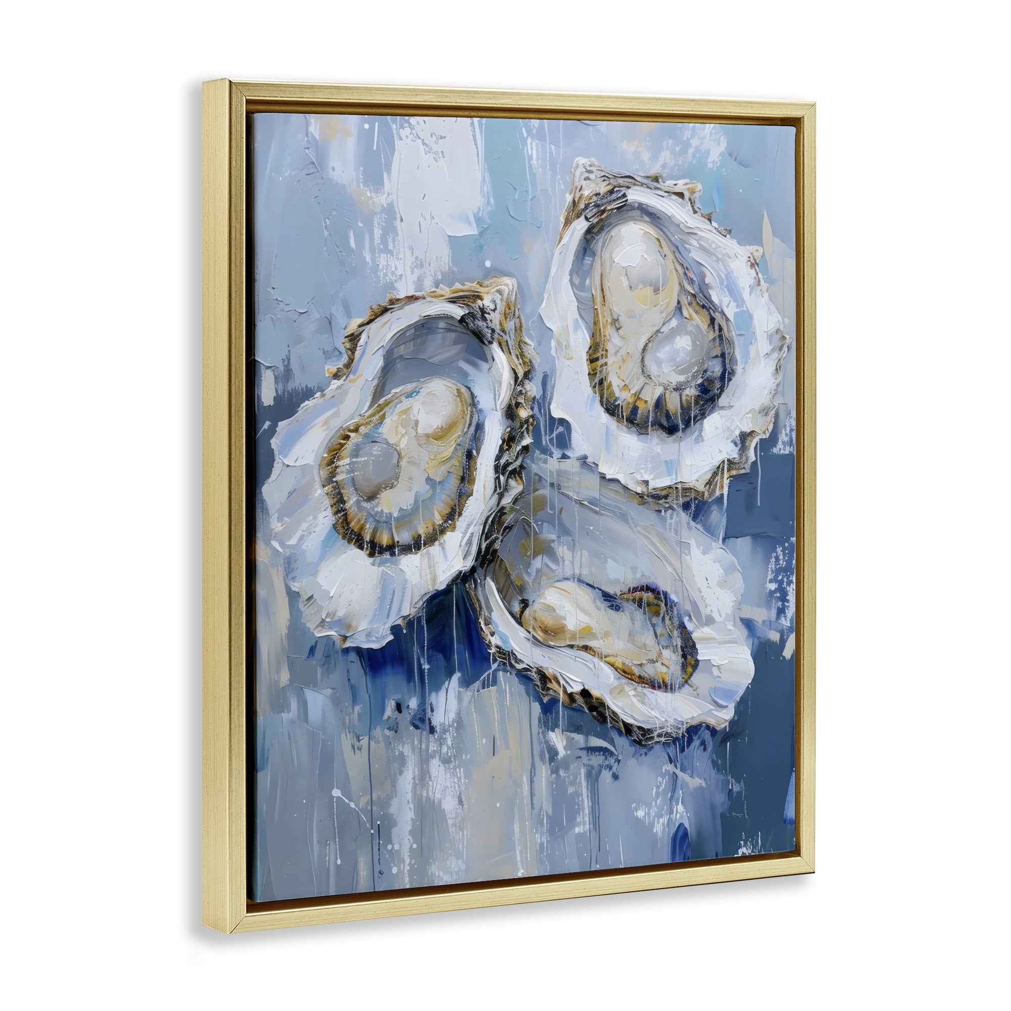 Stupell Industries Vibrant Blue Oysters Gold Framed Floater Canvas Wall Art, design by Creative Studio