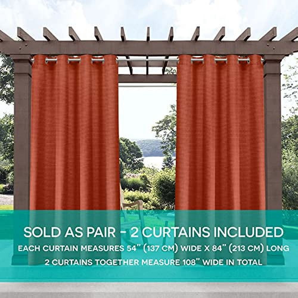 Exclusive Home Curtains Delano Heavyweight Textured Indoor/Outdoor Grommet Top Curtain Panel Pair, 54x120, Mecca Orange