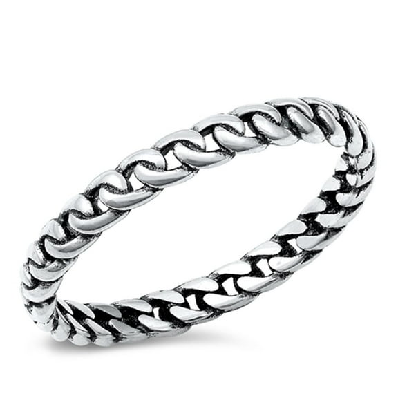 Cuban Chain Link Strength Ring .925 Sterling Silver Band Jewelry Female Male Unisex Size 6
