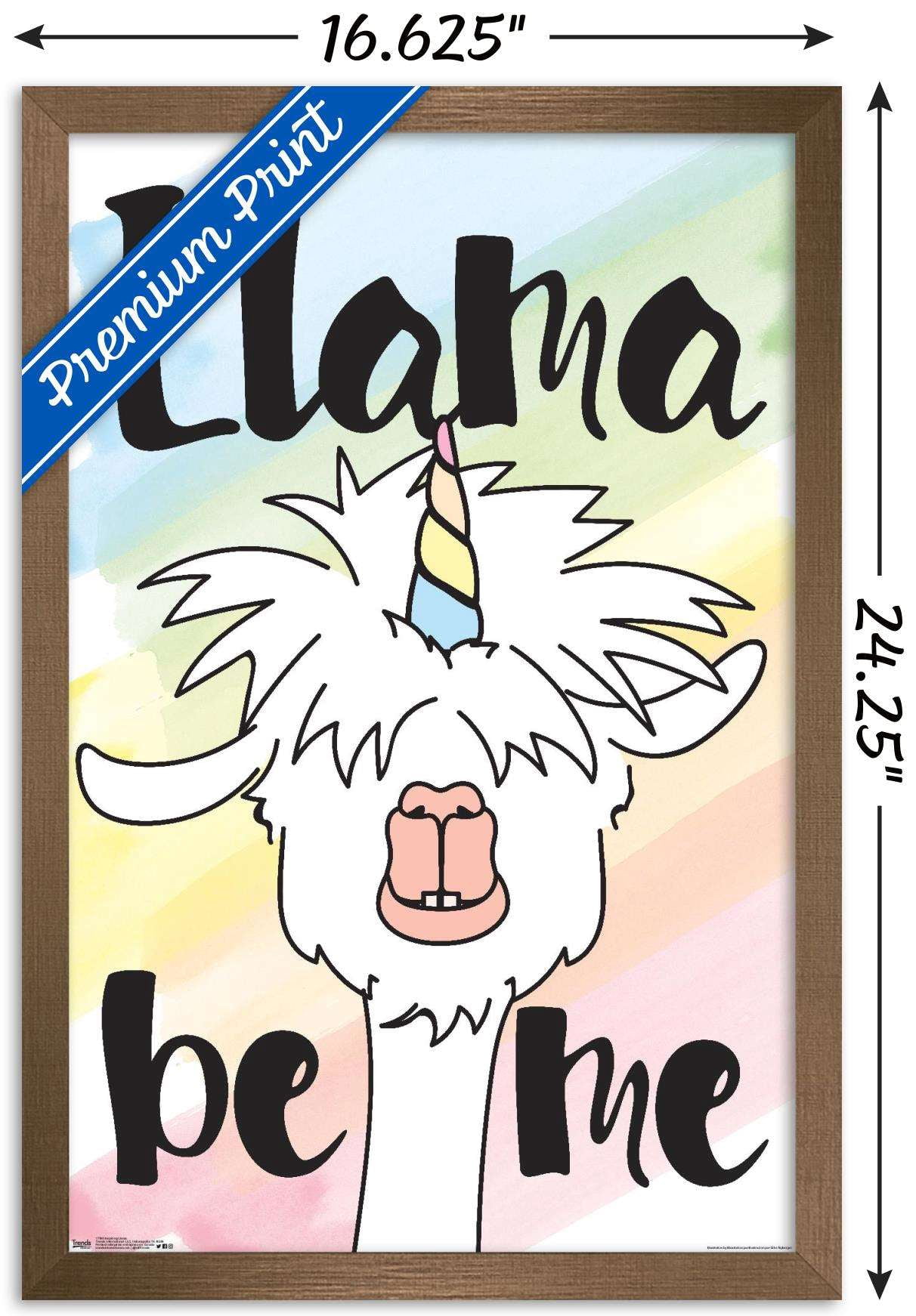 Inspiring Llama - Llama be me Wall Poster, 14.725" x 22.375", Framed