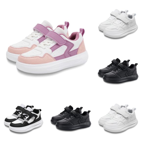 LYHaoo Kids Girls Lightweight Sneakers Soft Insole Hook and Loops Running Walking Shoes School Outdoor Play Shoes,Black,Sizes 10(6.61") Little Kid