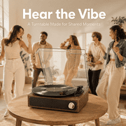 Maio A4 vintage phonograph, vinyl record, high-fidelity stereo sound, 3-speed belt-driven vintage phonograph, 3.5mm output compatible with external speakers, perfect holiday gift,Red Walnut