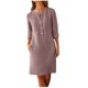 thumbnail image 2 of mfyjkho Vestidos de verano para mujer, Vestido de mujer de moda con cuello redondo, suelto, de media manga, liso, hasta la rodilla Vestidos de fiesta para mujer l, 2 of 5