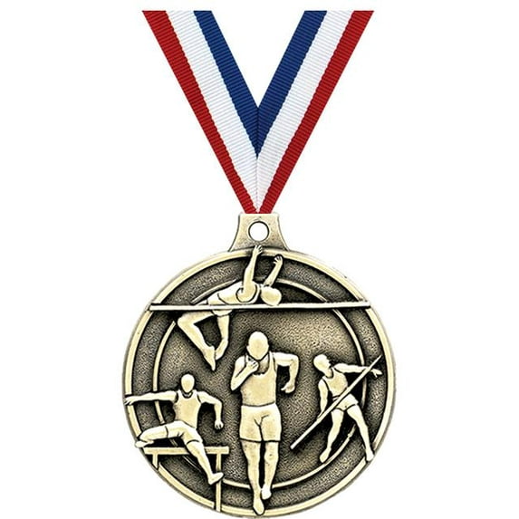 Track & Field Medals, 2" Gold Diecast Track & Field Medal Award 100 Pack