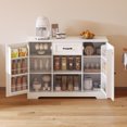 thumbnail image 3 of Sideboard Cabinet with Storage, Lofka Coffee Bar Cabinet with Drawer,  Buffet Cabinet Adjustable Shelves,  White, 3 of 7