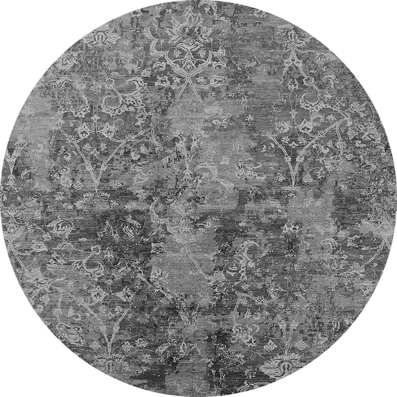 Ahgly Company Indoor Round Oriental Gray Industrial Area Rugs, 7' Round