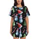 thumbnail image 1 of Fotbe Disco Mirror Ball Snowman Conjunto de Pijama Estampado para Mujer, 2 Piezas, Ropa de Dormir con Camiseta de Manga Corta y Shorts Suaves-3X-Large, 1 of 6