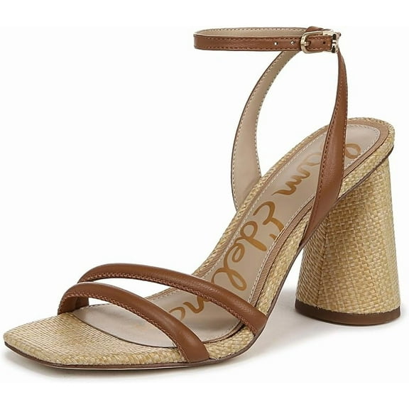 Sam Edelman Women's Sandals, Ankle Strap Block Heel Square Toe Brown