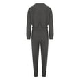 thumbnail image 7 of Fleece Tracksuits 2 Piece Fall Winter Lounge Outfits 1/4 Zip Crop Sweatshirt Cinched Sweatpant Set Womens Sweatsuit (M, Gray), 7 of 7