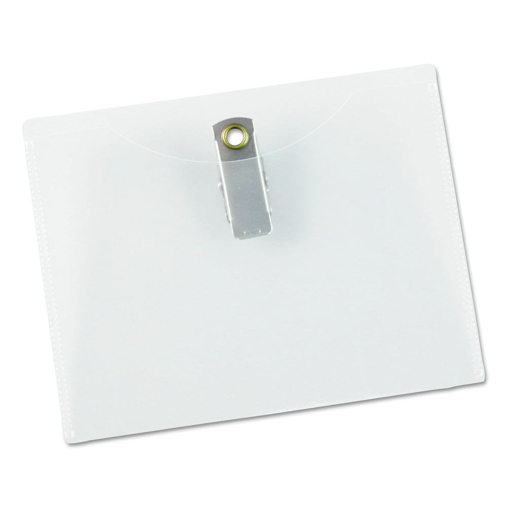 Universal UNV56004 3 in. x 4 in. Badge Holders with Garment-Safe Clips and White Inserts - Clear (50/Kit)