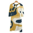 thumbnail image 6 of Abstract Mustard Navy Swirls Art Women's Fall Dresses Casual Loose Flowy Swing Shift Dress, 6 of 9